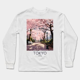 A Pop Art Travel Print of Tokyo Japan Long Sleeve T-Shirt